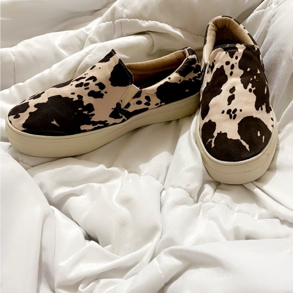 Cow Print Slip-On Sneakers - Picture 1 of 2